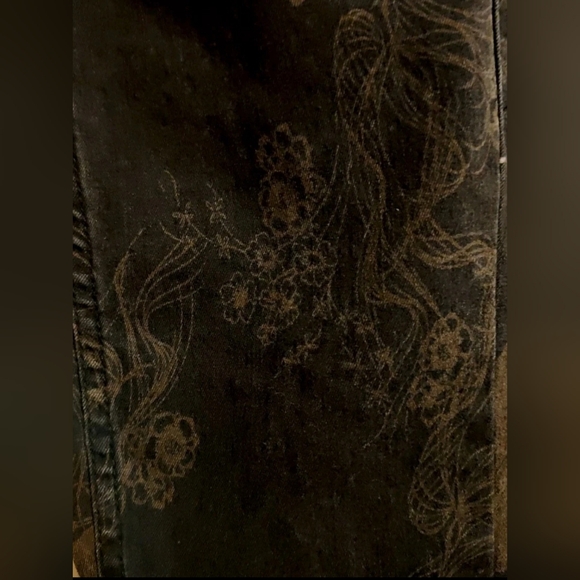 Free People Printed Denim Golden Floral Waist 25 In Stylish Black Women's Jeans - Picture 5 of 8